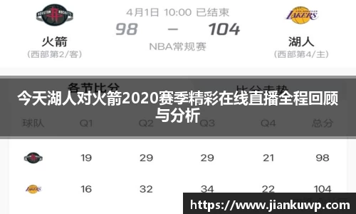 今天湖人对火箭2020赛季精彩在线直播全程回顾与分析
